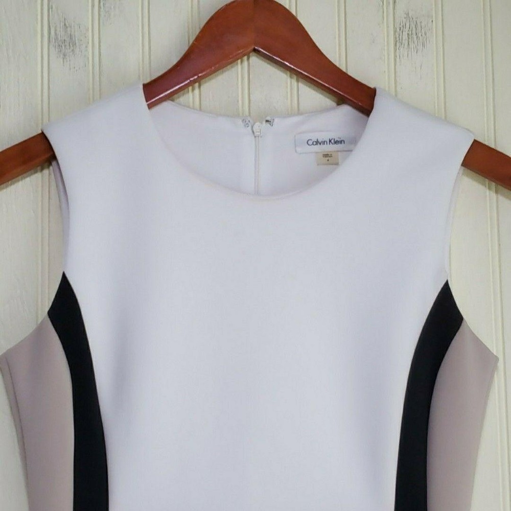 Calvin Klein Dress Womens 4 Multicolor Colorblock Sleeveless Sheath Knee Office